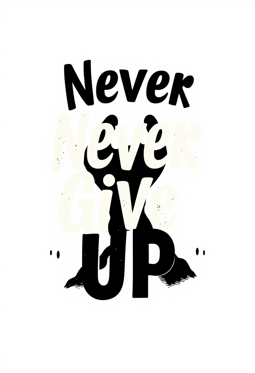 "Never Give Up", professional T-shirt design, vector design isolated on a white background - Image