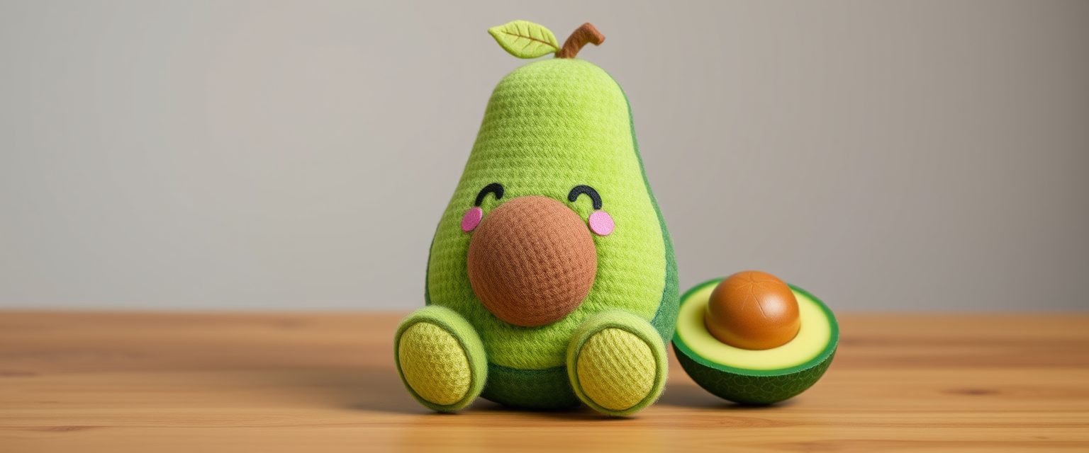 an avocado plush toy