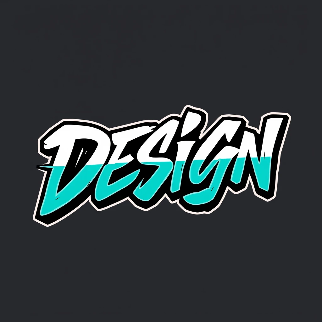 Lettering logotype of "Design" in modern graffiti style - Image