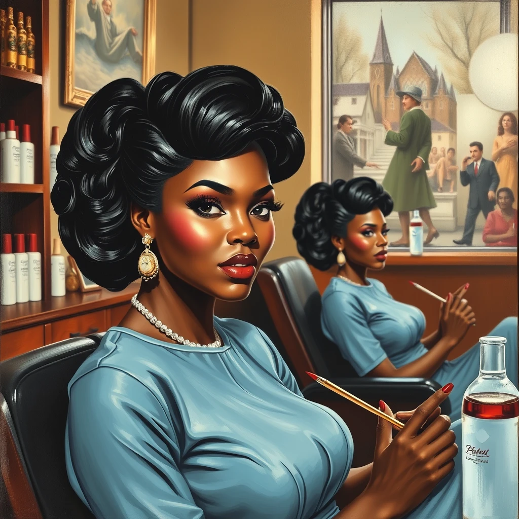 black nail salon painting by ernie barnes - Image