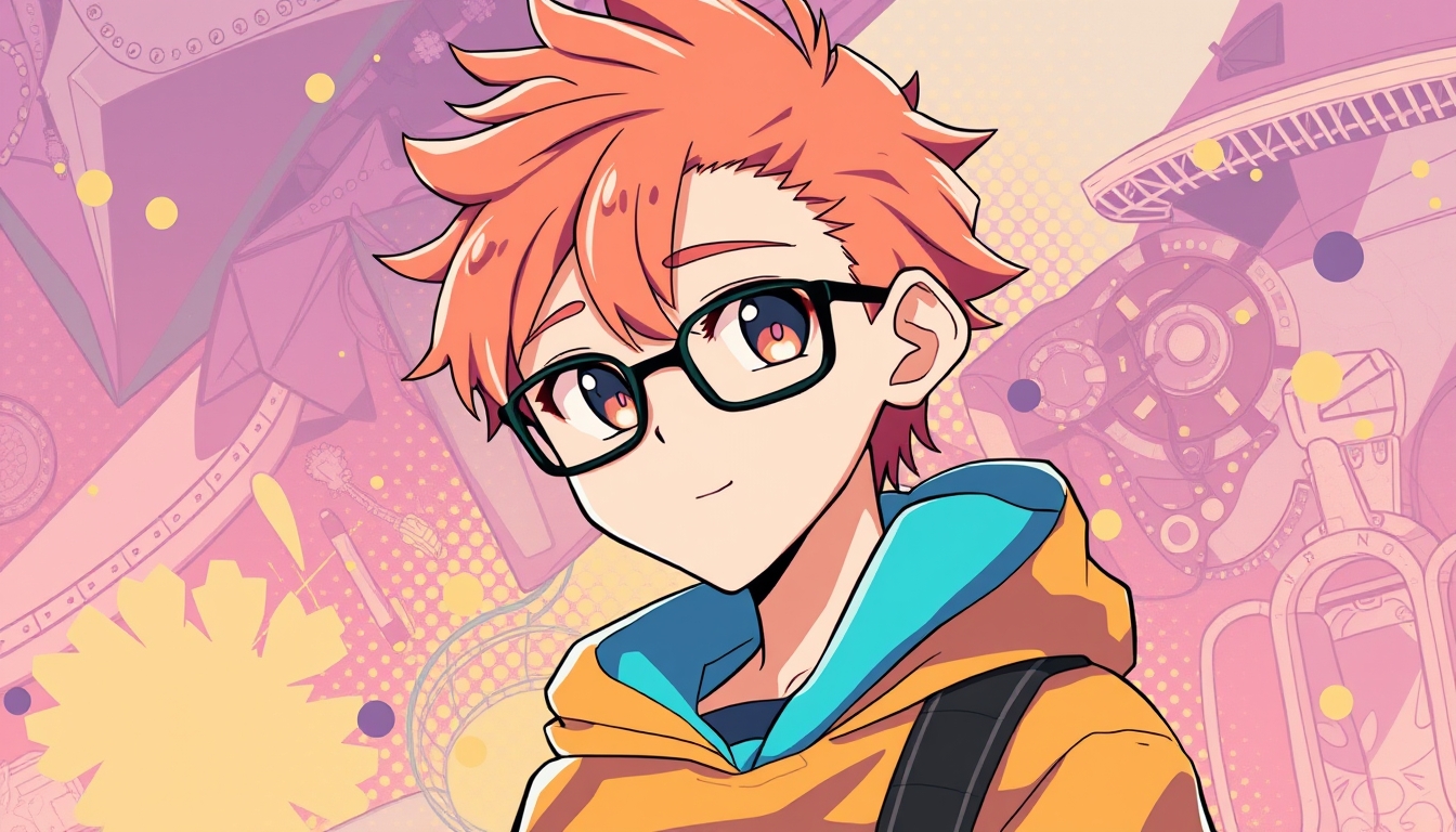 boy, smart and cool, anime, abstract background, 32K UHD, high detailed