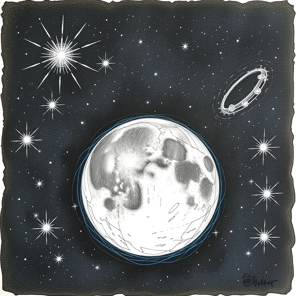 Moon celestial astronomy drawing night. - Image