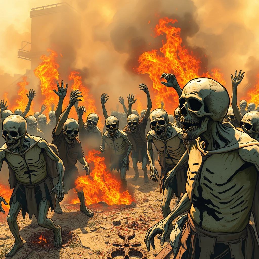 'a horde of zombies exterminated by the heat and frying in Calabria'