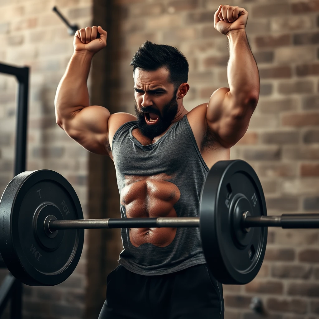 A strong man lifting 100 kg weight. - Image