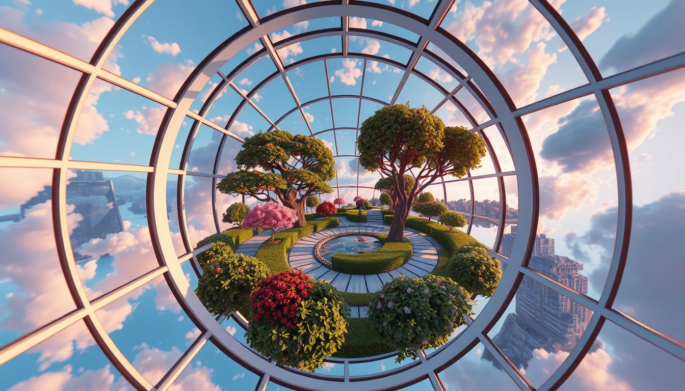 'Virtual park inside the dome from the sky outside the dome' - Image