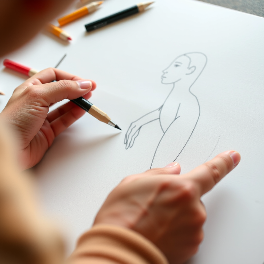 'Provide the human hand-drawing process' - Image