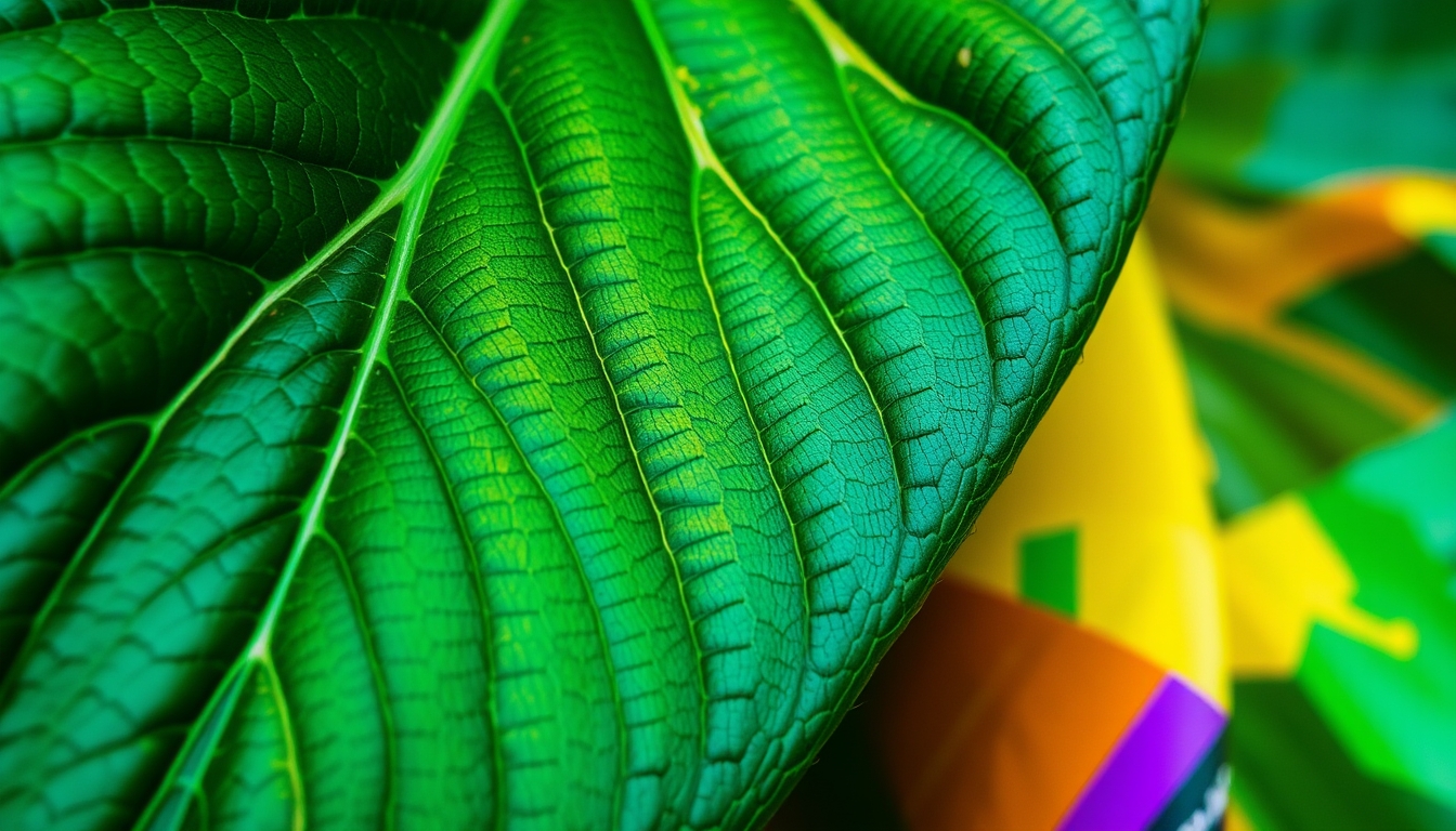 A close-up of a leaf with intricate details, transformed into an abstract digital pattern with vibrant colors and bold shapes. - Image