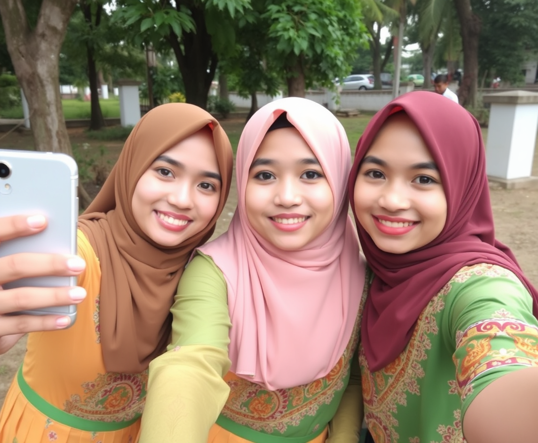 "Indonesian girls are very beautiful, selfie photos wearing traditional clothes."