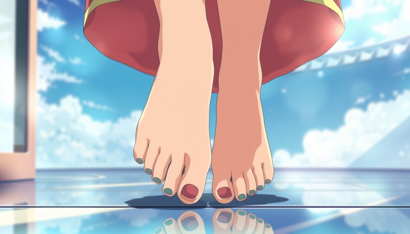 "The beautiful woman's jade-like feet in anime." - Image