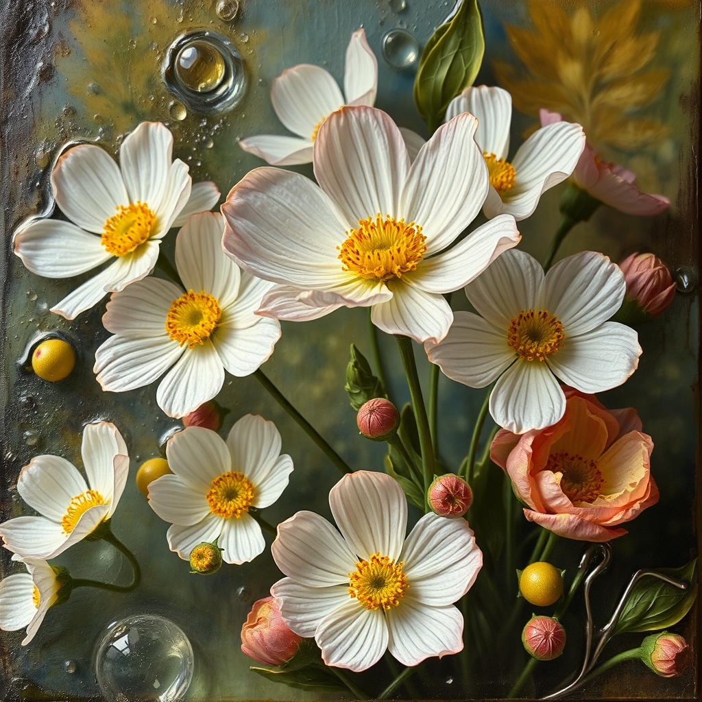 oil and flowers - Image