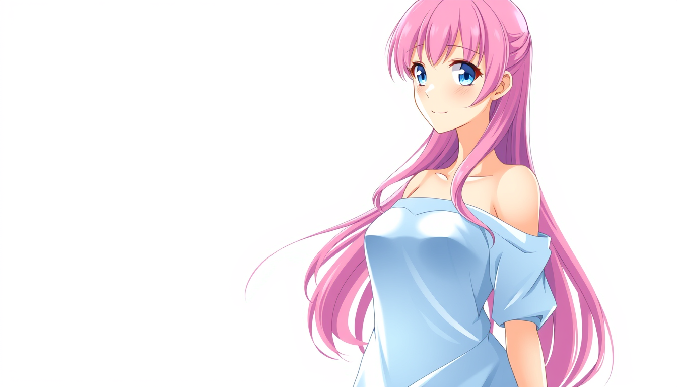 Anime art of a motherly woman, pink hair, clothes, natural reflective, detailed body, standing, wallpaper anime background, stunning details, anime artwork, illustration quality, windows wallpaper download.