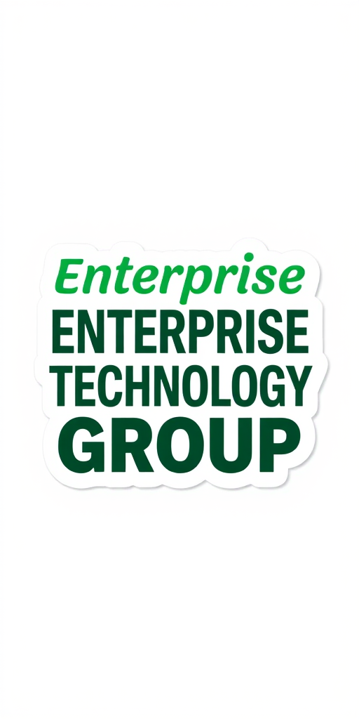 Make a sticker with the text "Enterprise Technology Group" with a theme of celebration. Use font Futura PT Heavy and greens for color palette. - Image