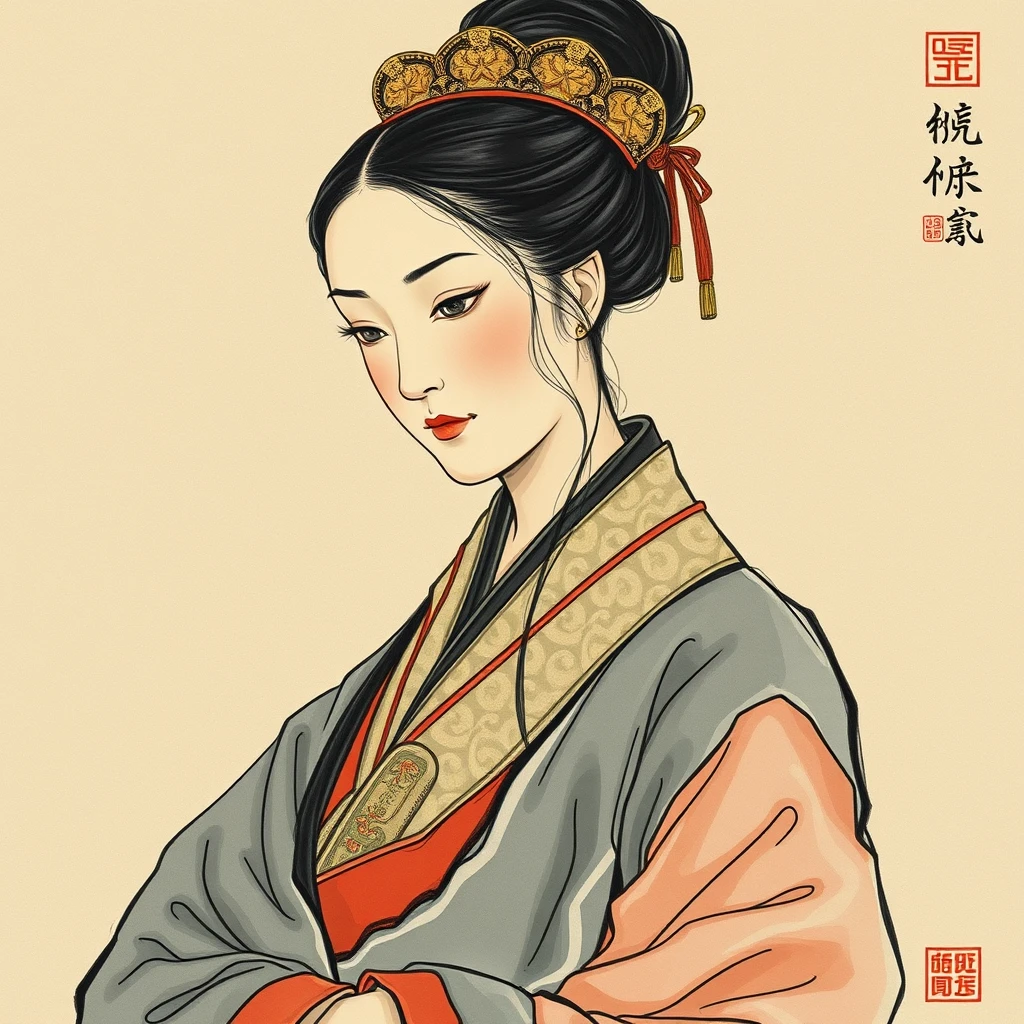 Ancient Chinese Woman, Chinese Painting Style - Image