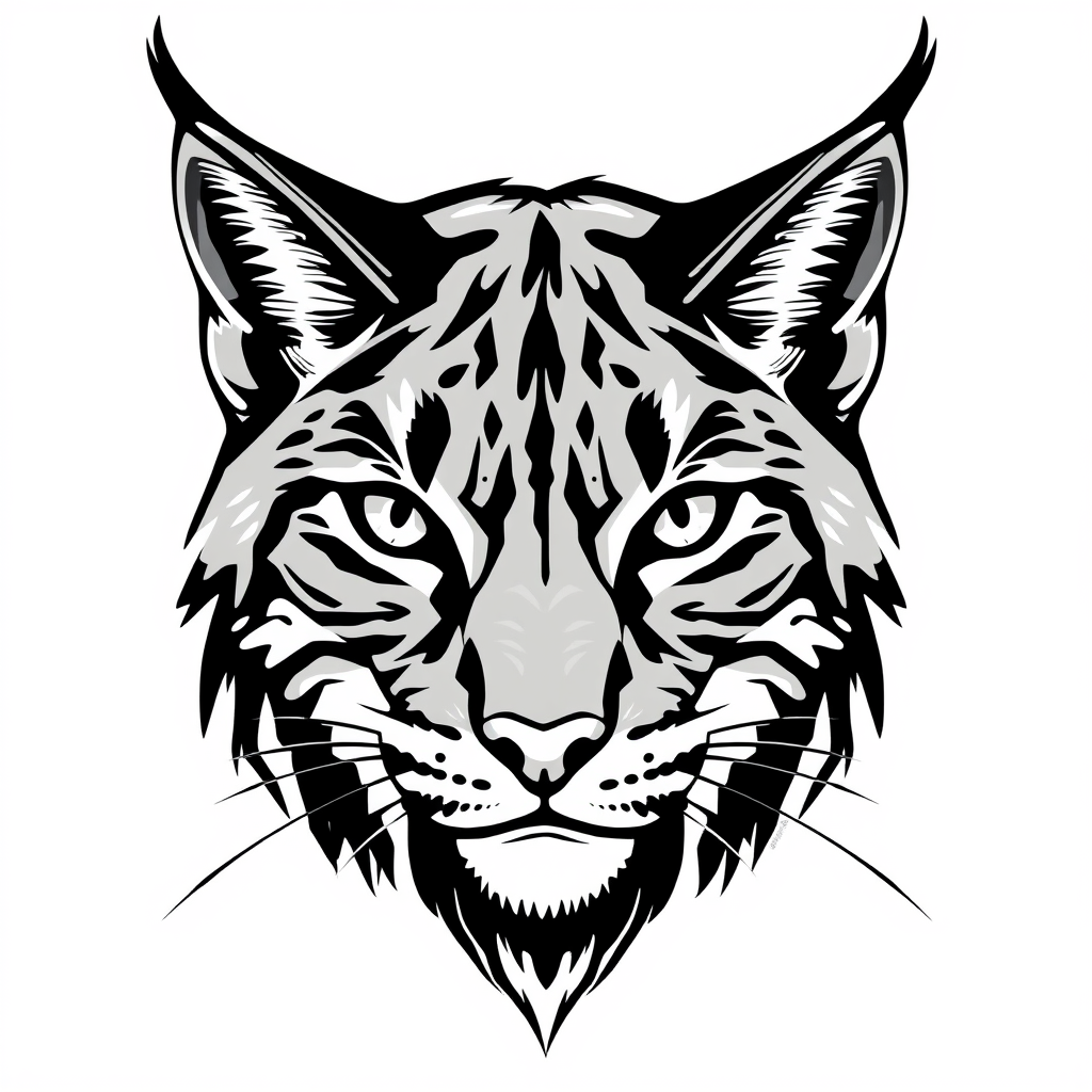 Abstract illustration of a Lynx head, black and white. - Image