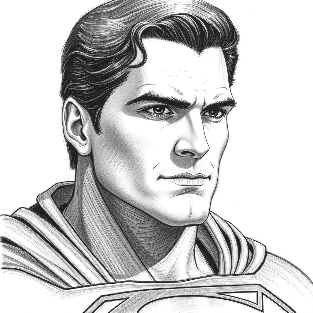 pencil drawing of superman