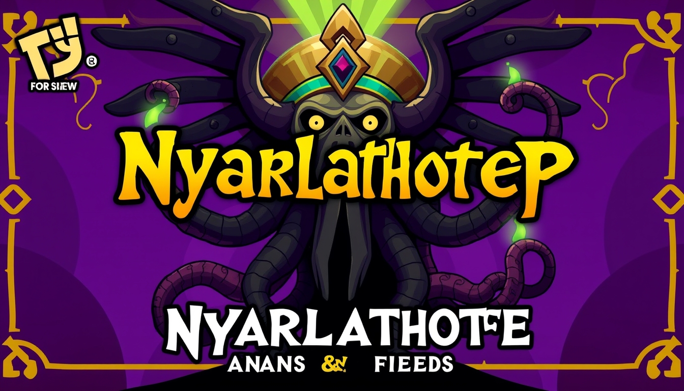 Poster for a TV show for kids called "Nyarlathotep & Friends" about an Egyptian god with tentacles and chaos magic.