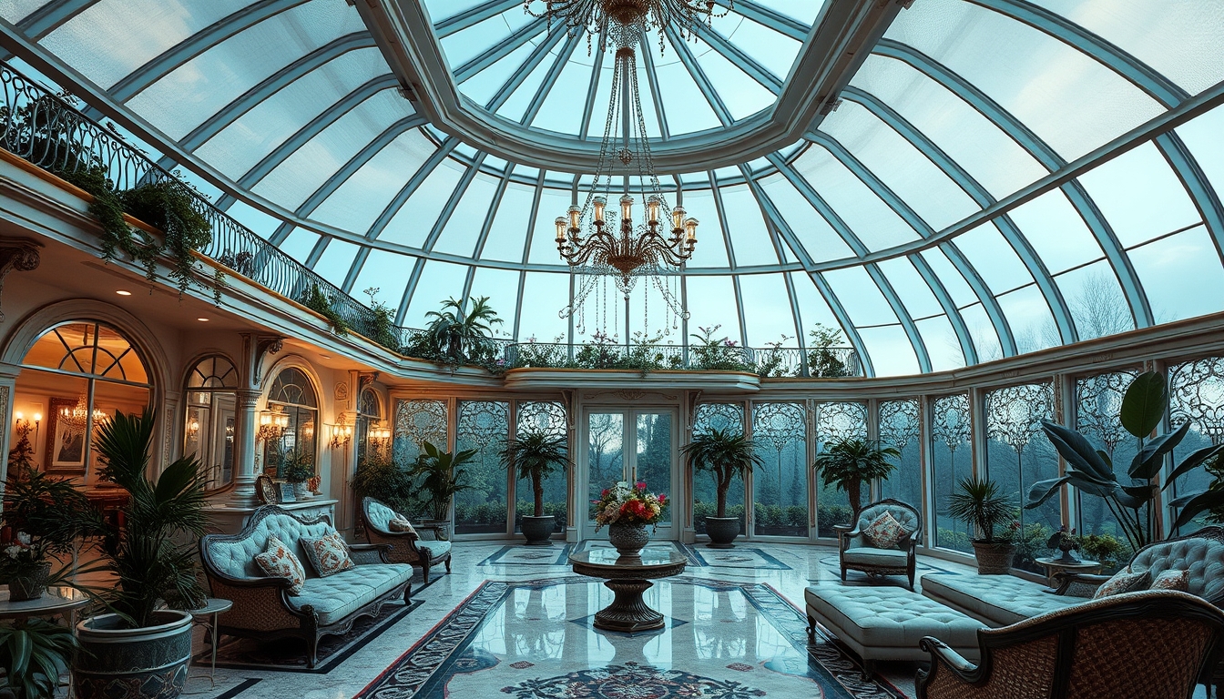 photo, retrofuturism, dream photography, clean energy-powered society, stunning art deco design, interior, 1990s, Paris style, ornamental, mid-century modern home, large conservatory, luxurious interior, geometry, opulent