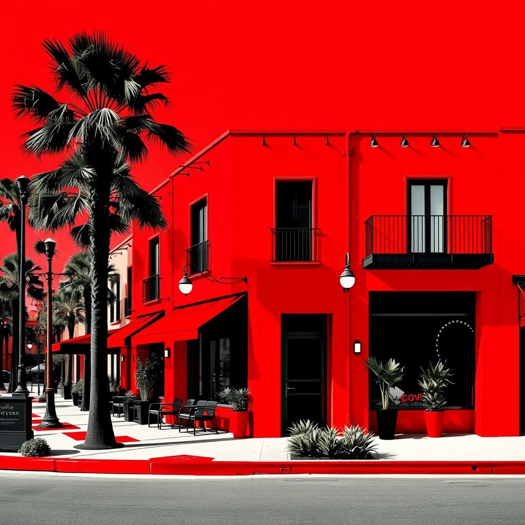 The Breighton on Paseo, red and black theme, art district