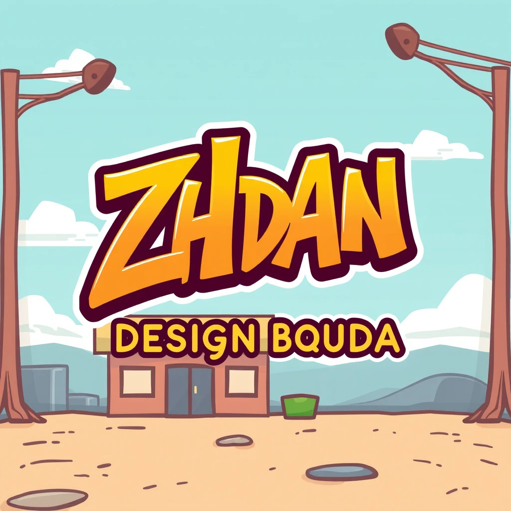 Lettering logotype of "Zhdan Design Bureau" in cute graffiti style