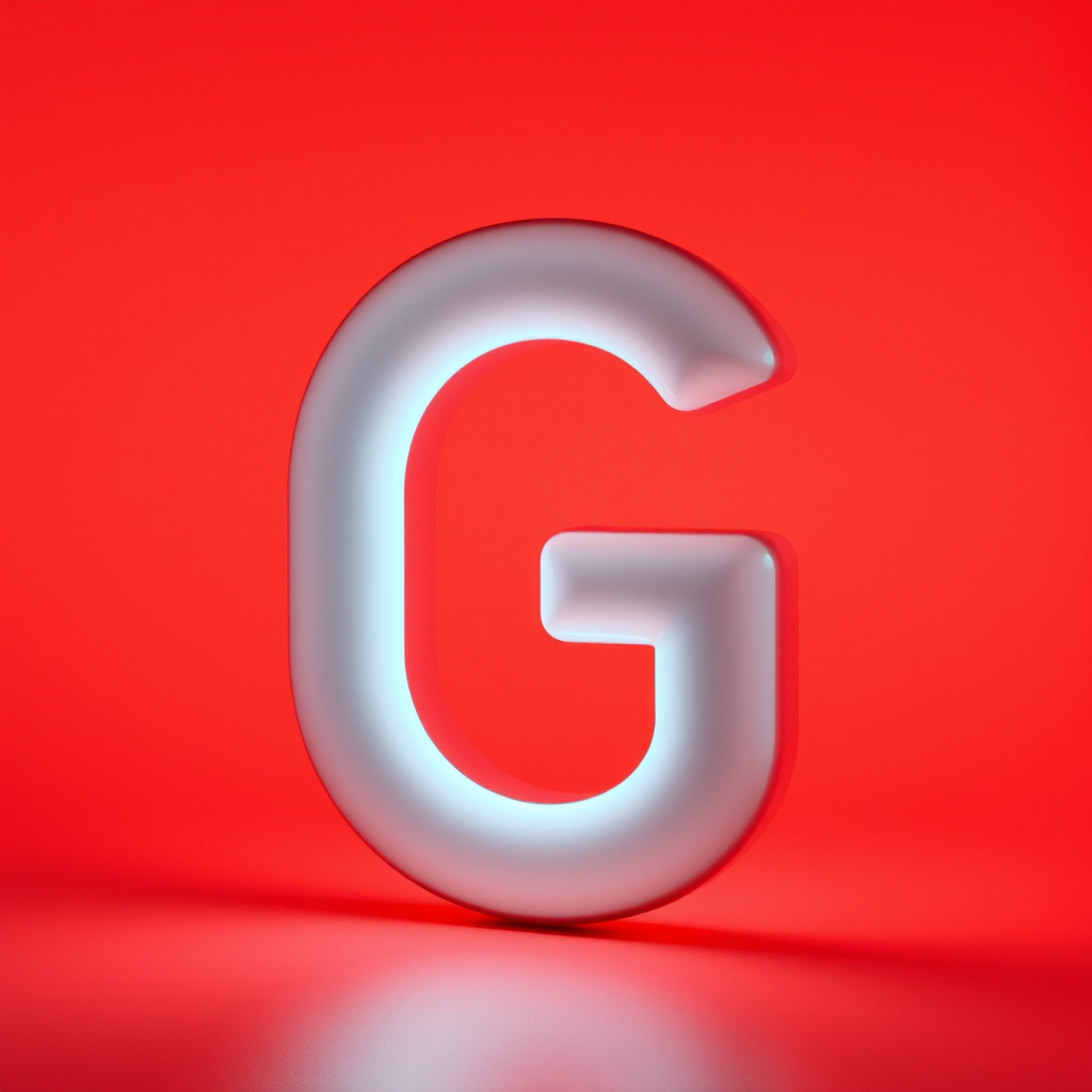 A letter "G" made of gas in a light red background, realistic photograph. - Image