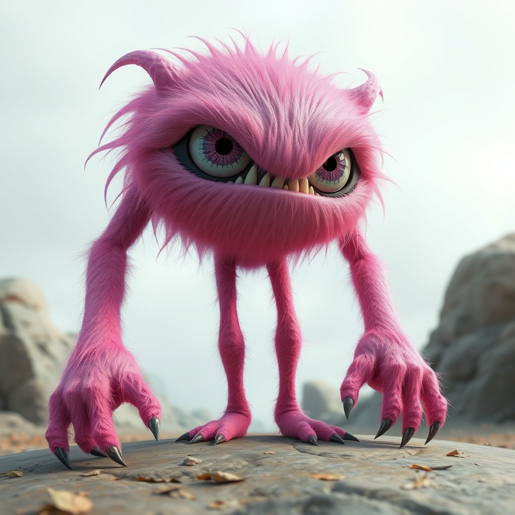 The pink monster looks like a human. - Image