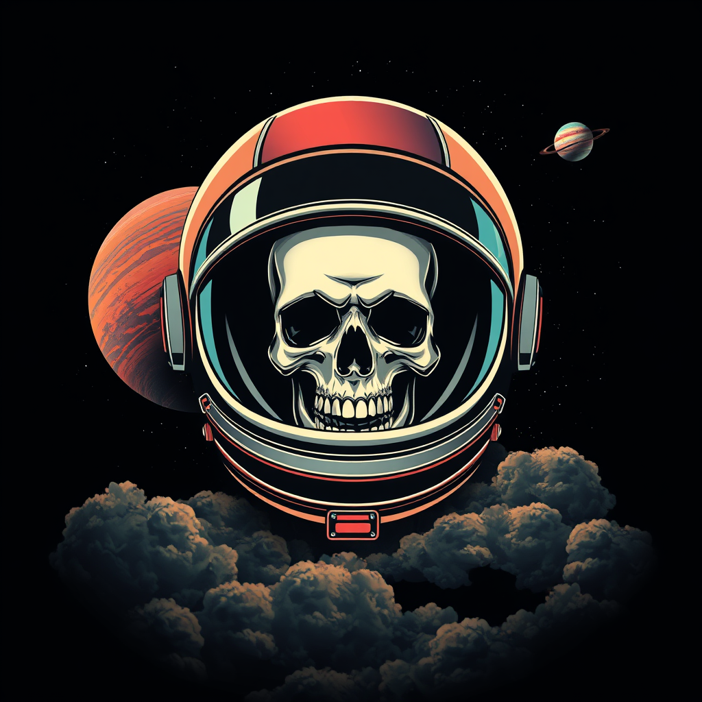 a space helmet with clouds and planets in the background, retro space helmet, nebulae background, space background, dark background of outer space, skull in broken space helmet, cosmos backdrop, space theme, desktopography, space graphics art in background, space backdrop, space background, space helmet, space art, astronaut helmet, sci-fi helmet