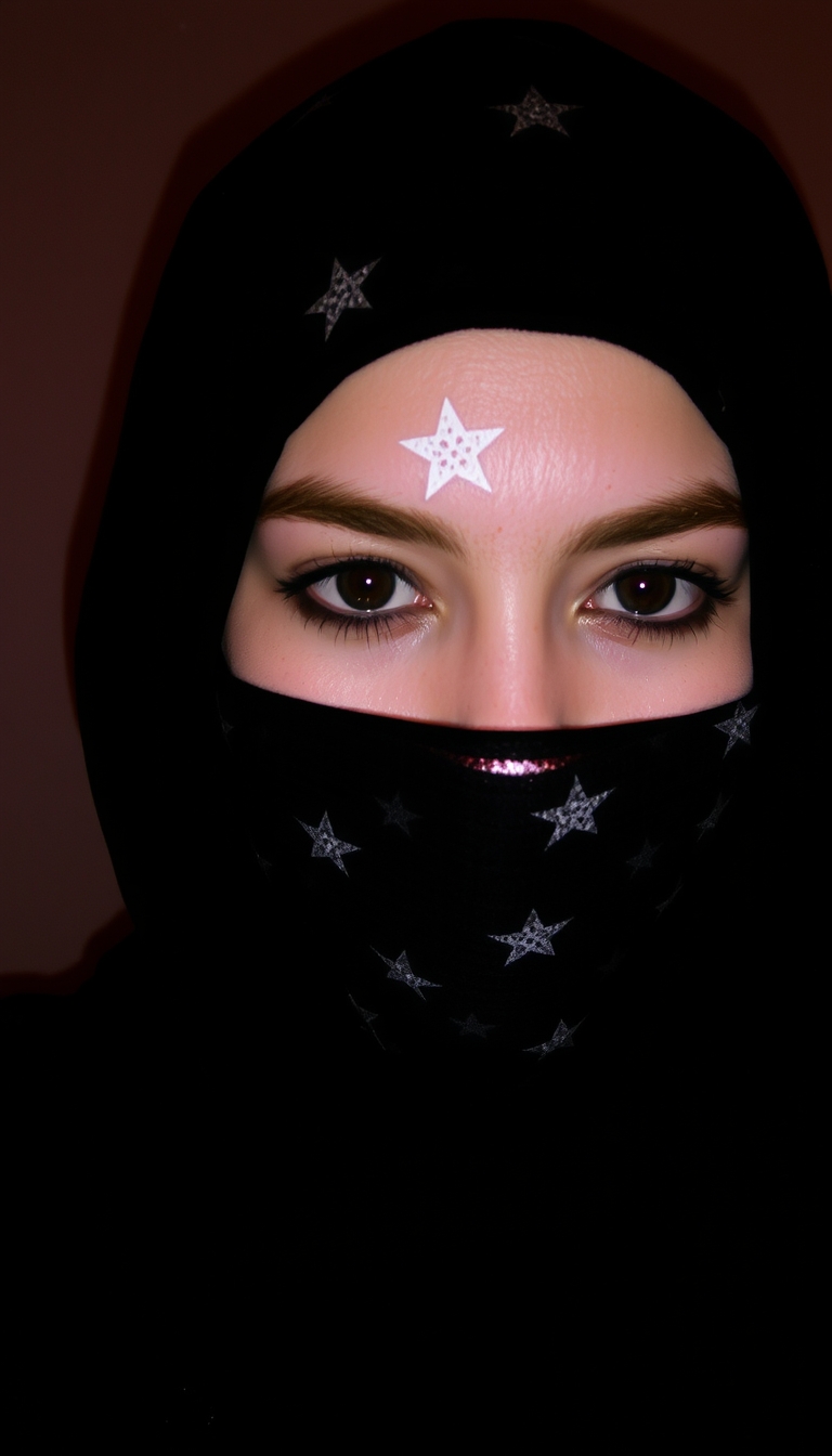 Woman's face covered in stars. - Image