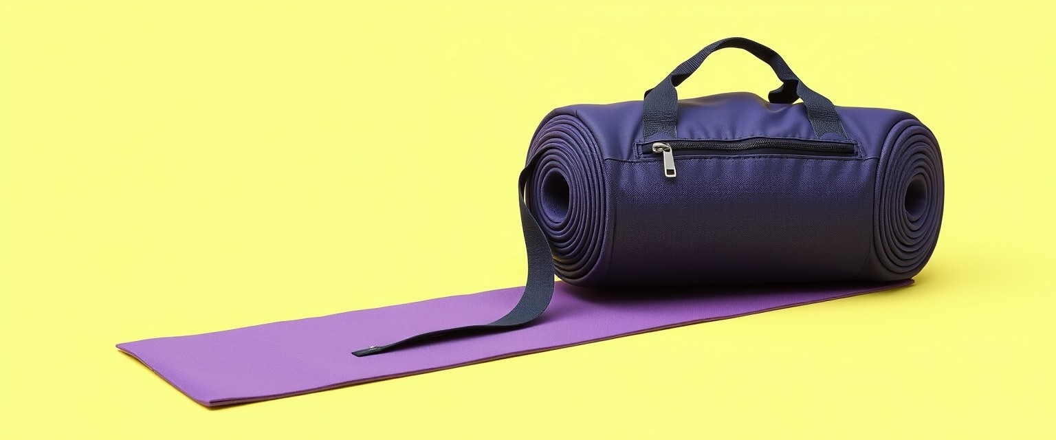 Yoga mat bag for sporty women, single color low saturation bag, single color background, no human.