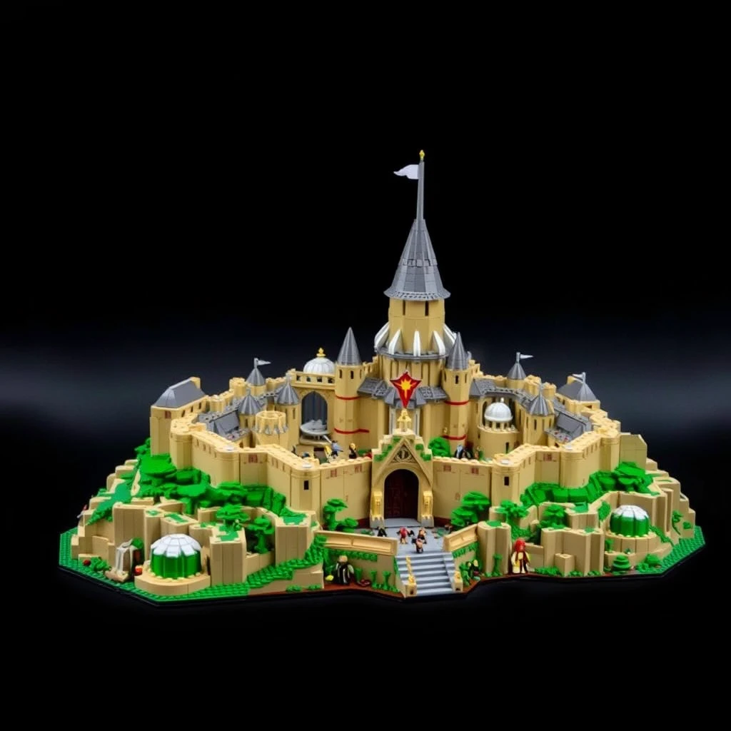 "LEGO Lord of the Rings Minas Tirith product image

Image reference: https://wallhere.com/ko/wallpaper/1057409

Number of blocks: over 100,000
Number of figures: over 20" - Image