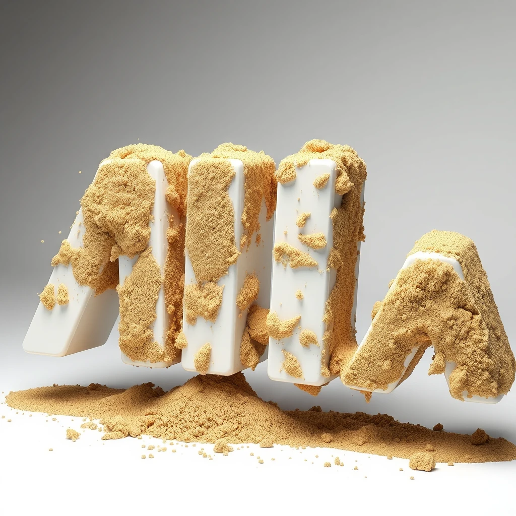 Majestic 3D photo of wet cow dung splattered onto the "AIA" logo. - Image