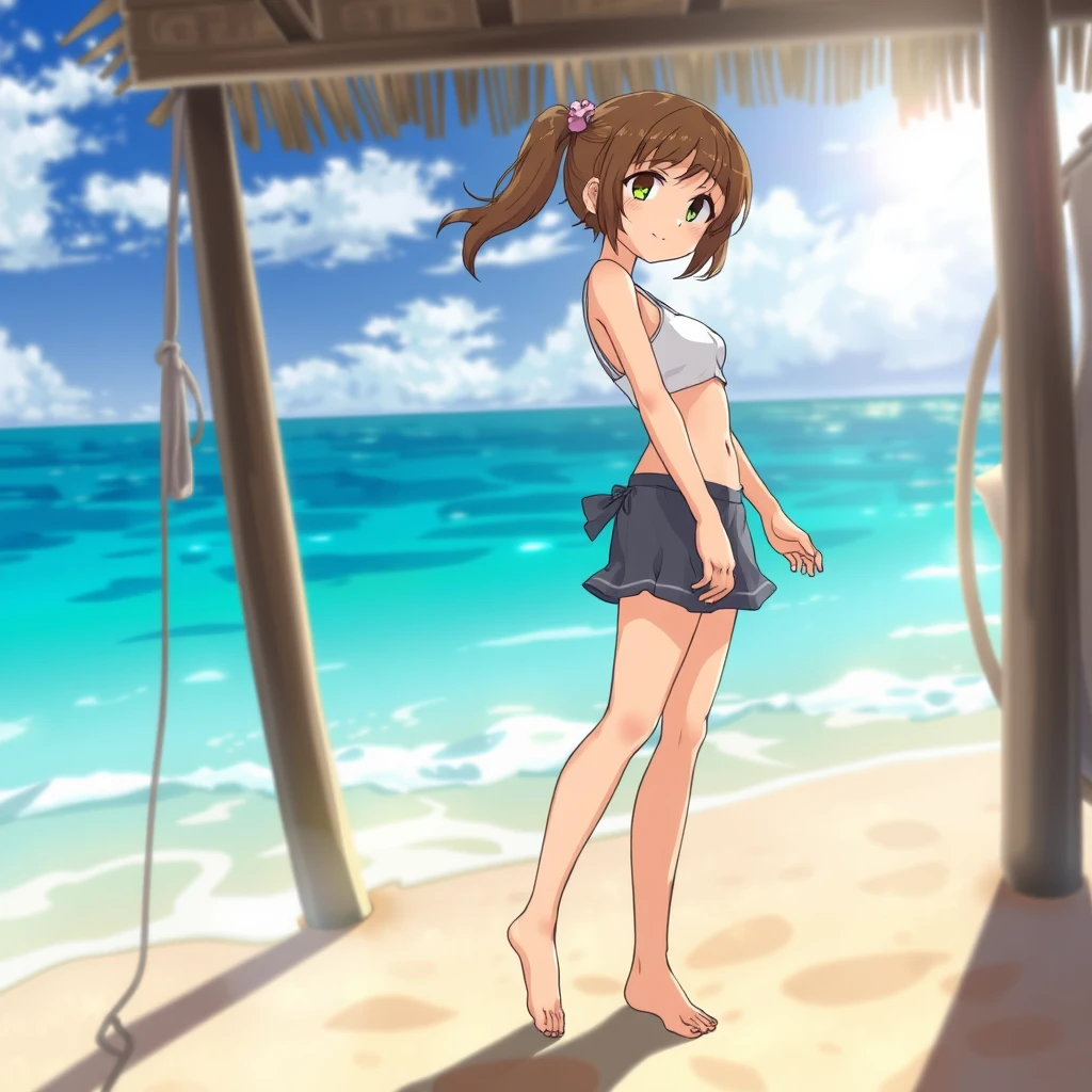 Barefoot furious girl, anime - Image