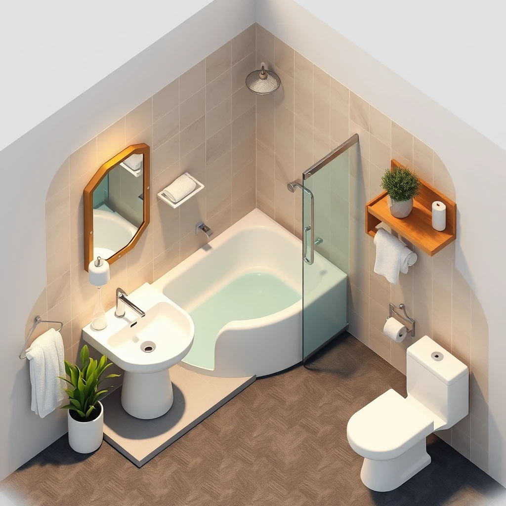 Isometric 3D image of bathroom - Image