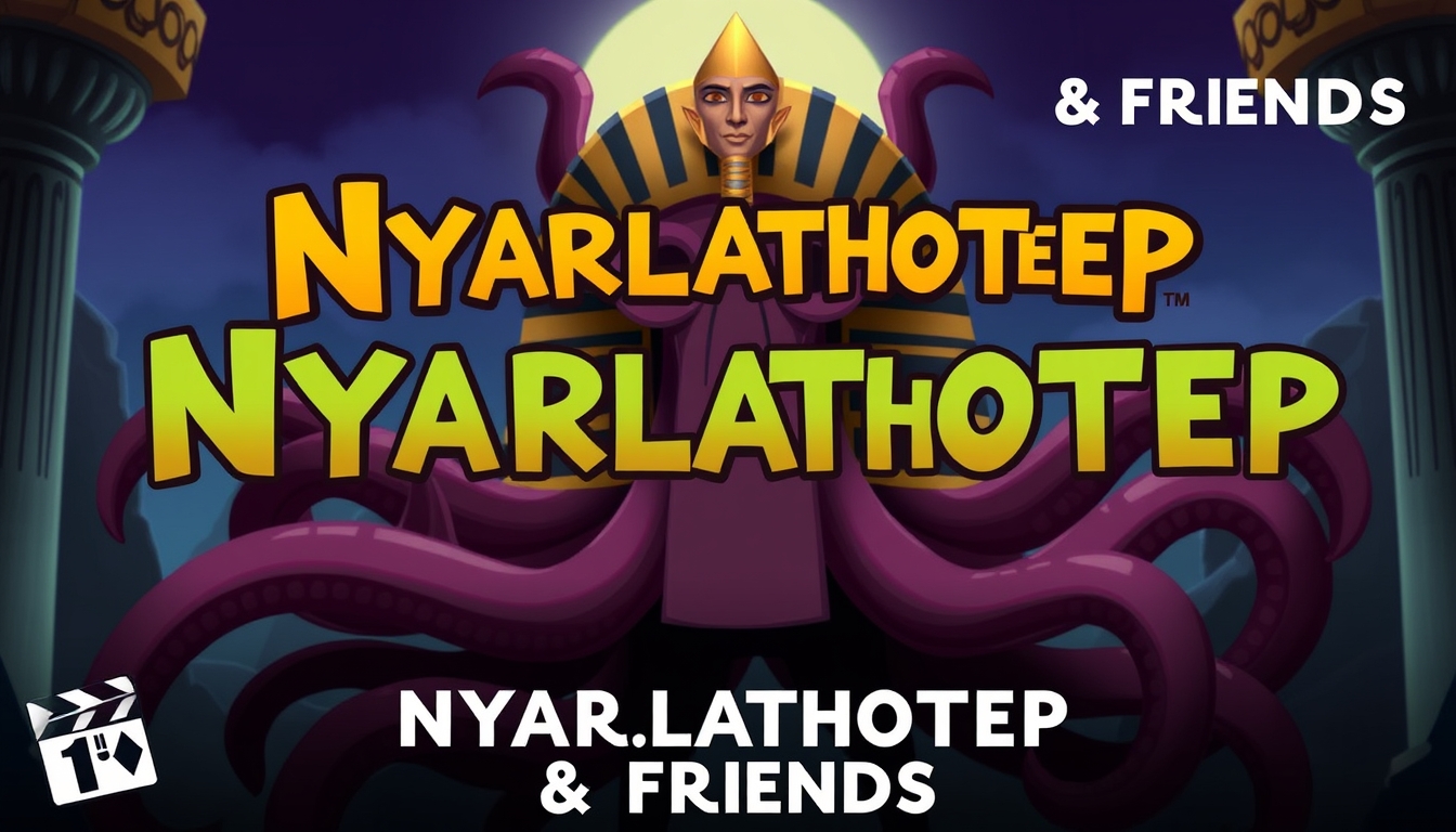 Poster for a TV show for kids called "Nyarlathotep & Friends" about an Egyptian god with tentacles. - Image