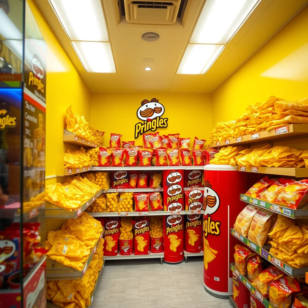 A Pringles branded shop filled with only Pringles potato chips. - Image