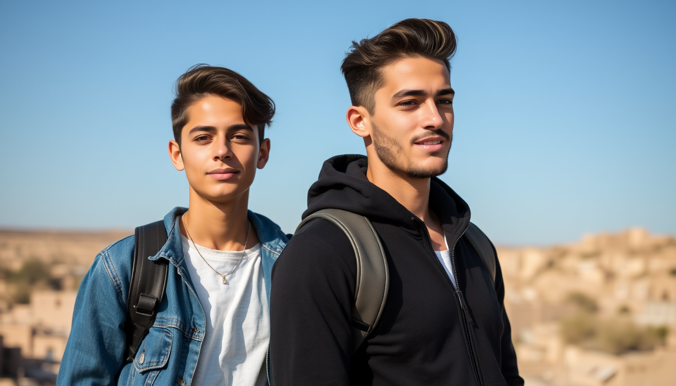 Handsome and beautiful teenage couple from Palestine with great hair.