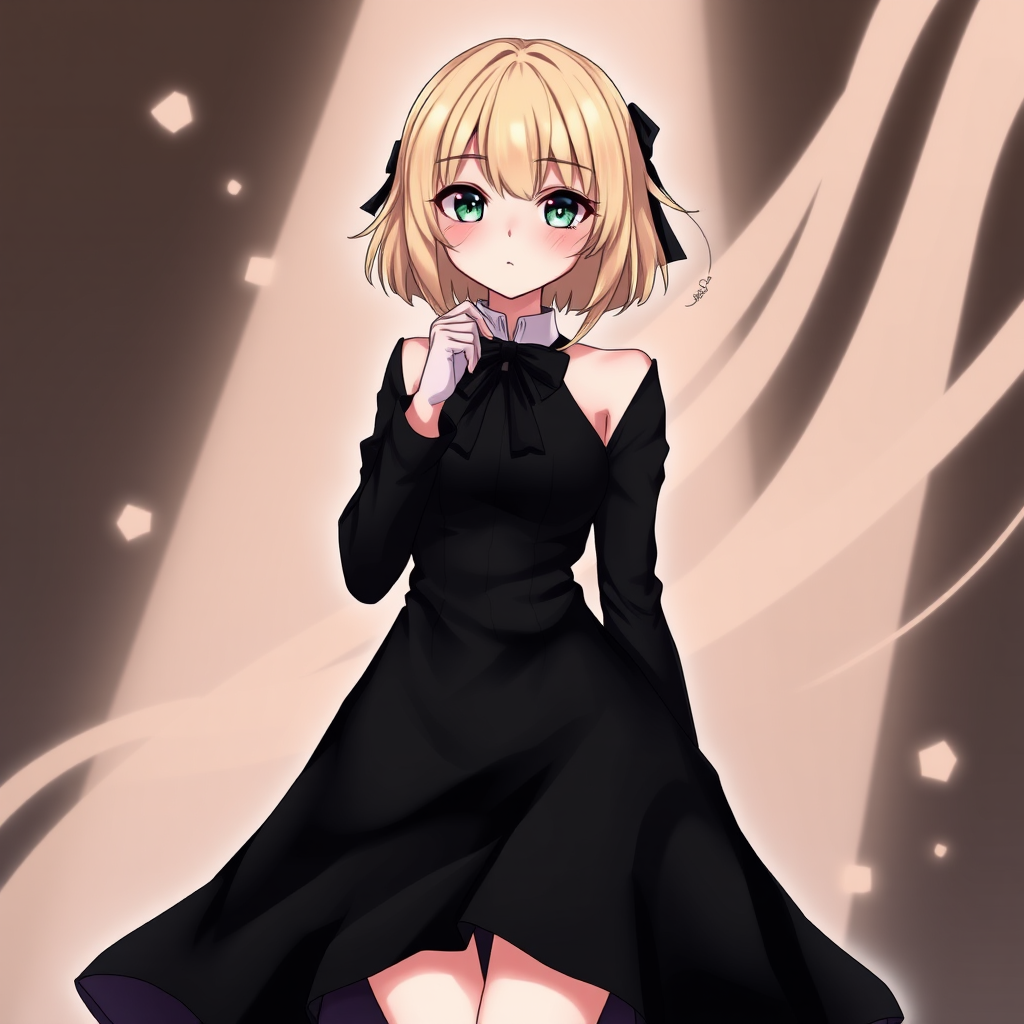 1girl,(((black random formal attire))), - Image