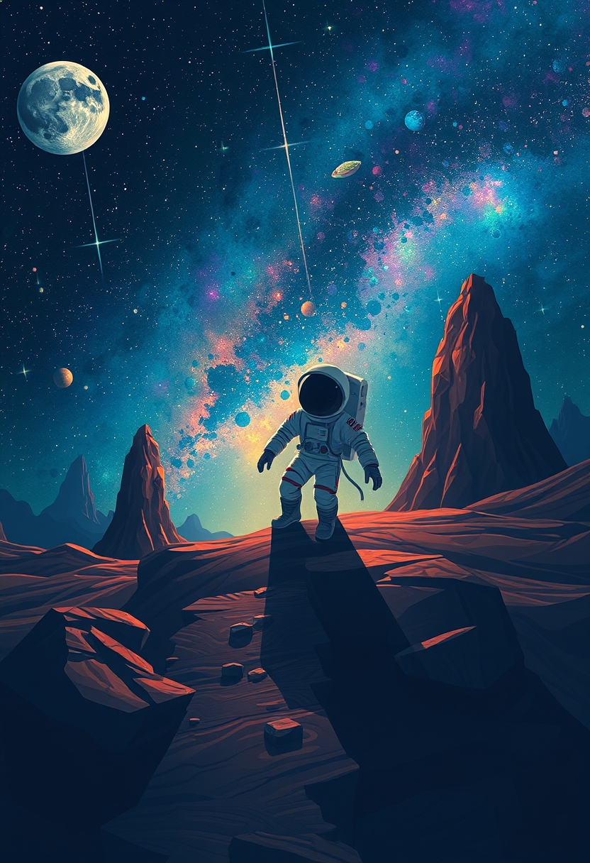 'Astronaut in Cosmic Landscape' - Image