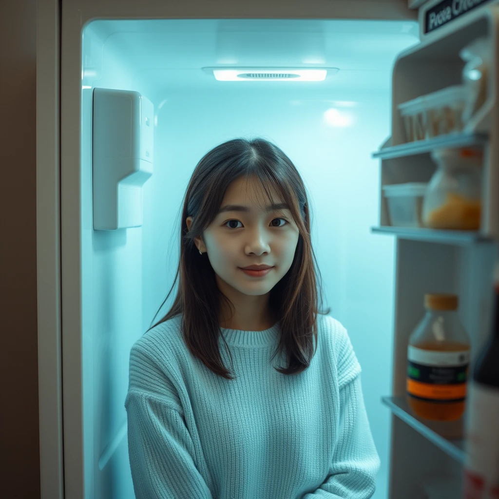 "A Chinese female student in the refrigerator." - Image