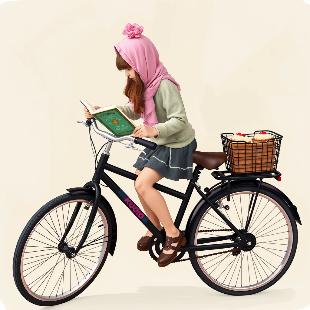 The Kazakh girl loves riding her black bicycle, reading books, and baking cupcakes. - Image