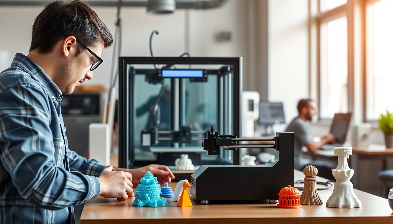 3D printing workshop creating innovative products, symbolizing new manufacturing.