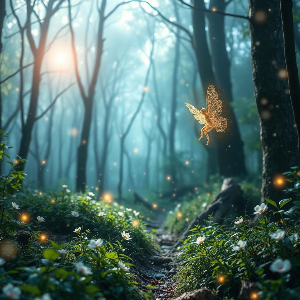 Fairy Glitter: Enchanted Forest Magic, 4K hyperrealistic photo - Image