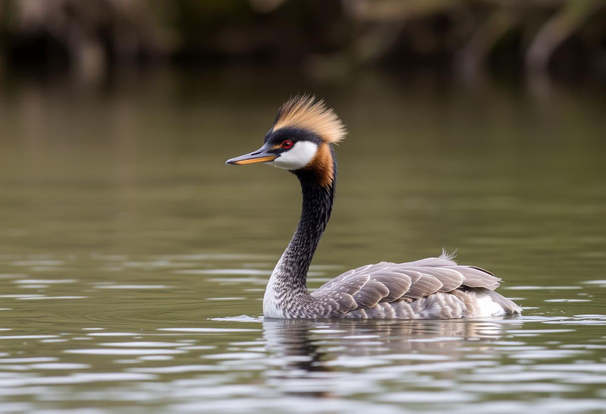 A great crested grebe (Podiceps cristatus) - Image