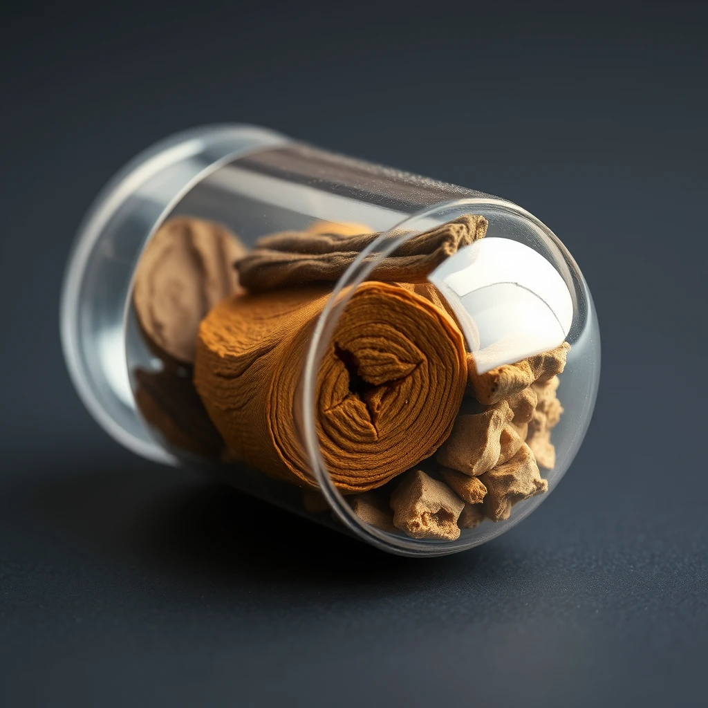 Product shot of a Rustic inside a plastic capsule.