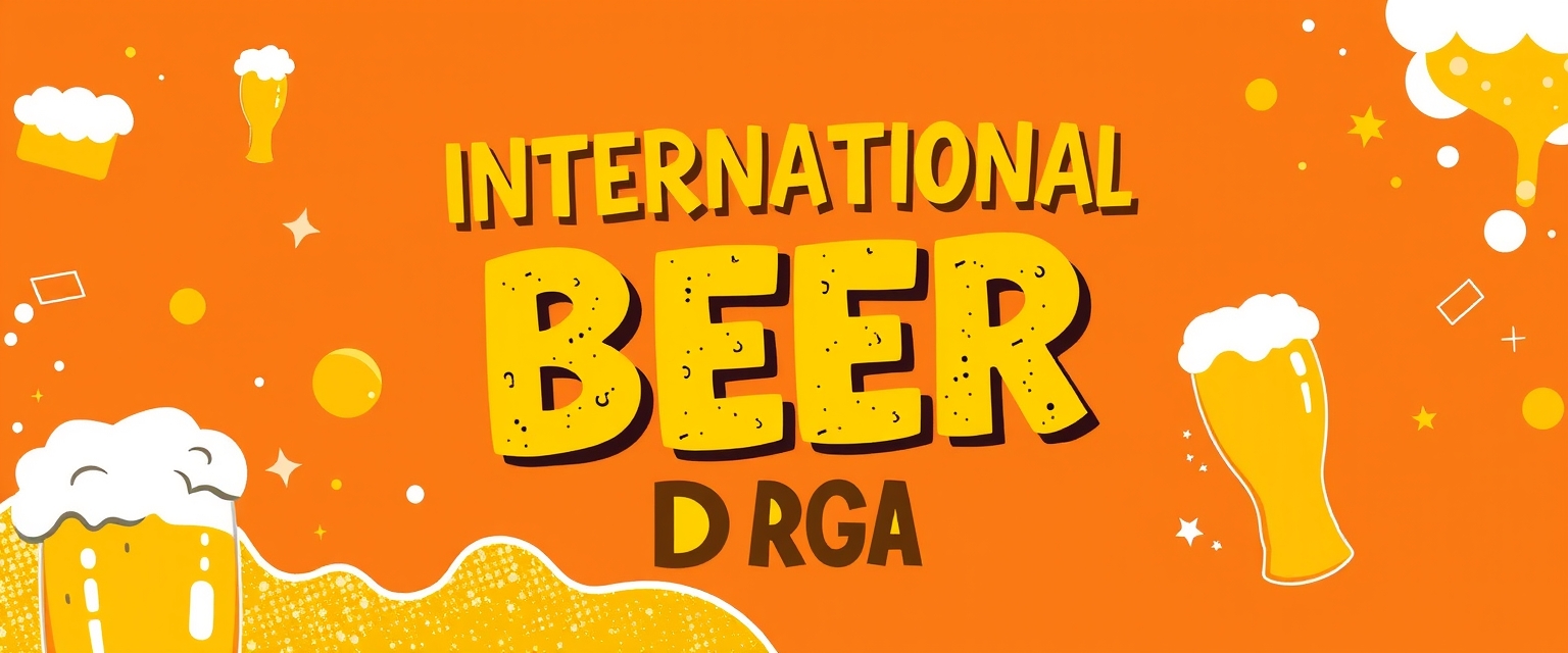 International beer-themed graphic design for International Beer Day, vibrant and fun, promotional image. - Image