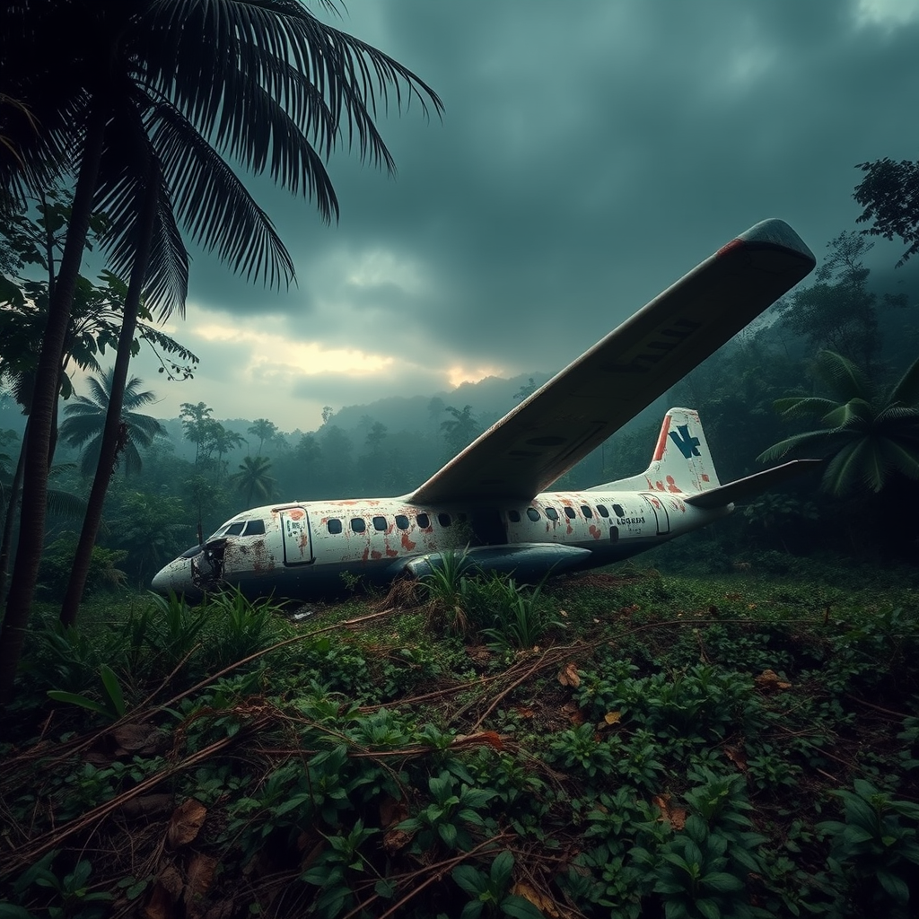 A plane crashed in the jungle. - Image