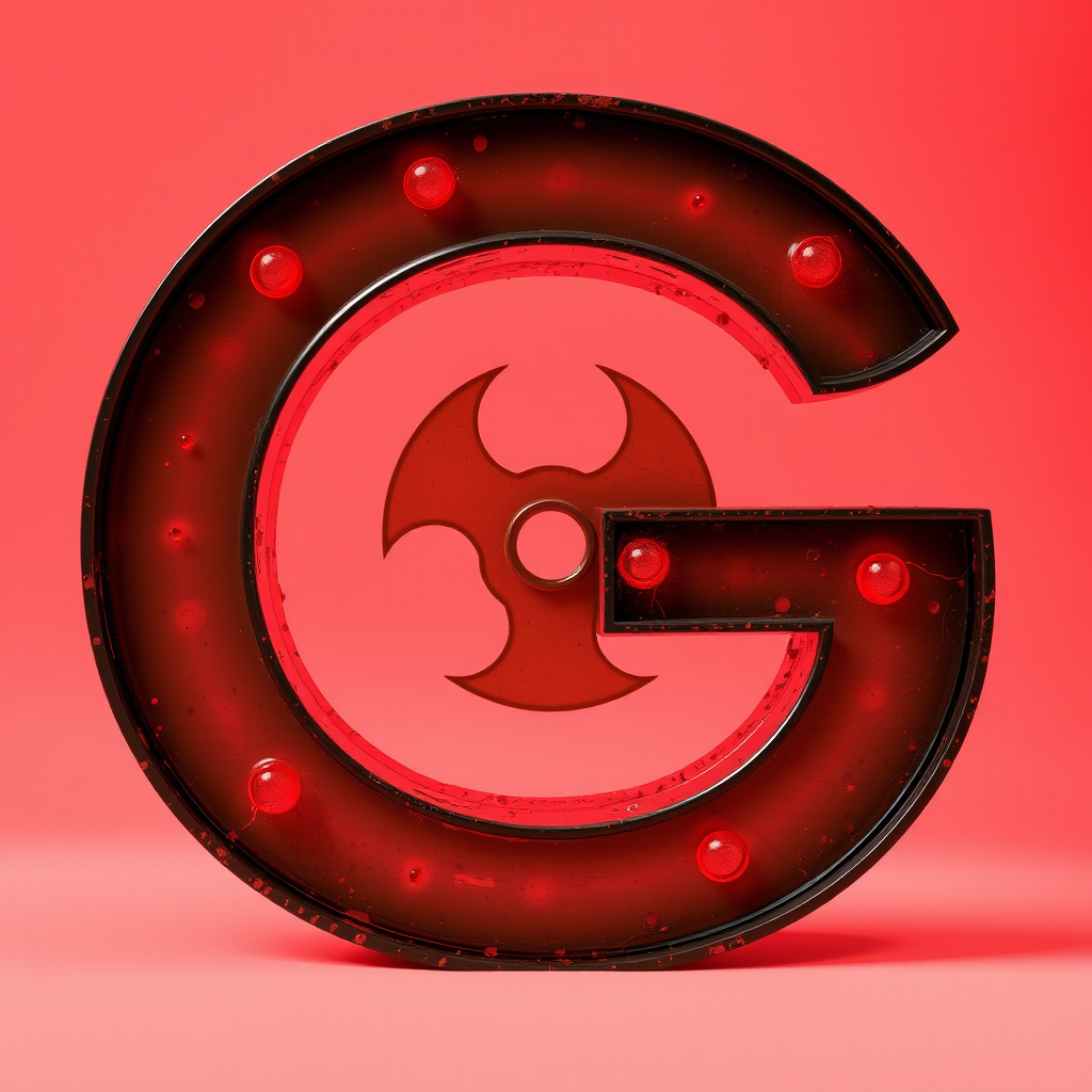 A letter "G" made of toxic gas, light red background, realistic photograph. - Image