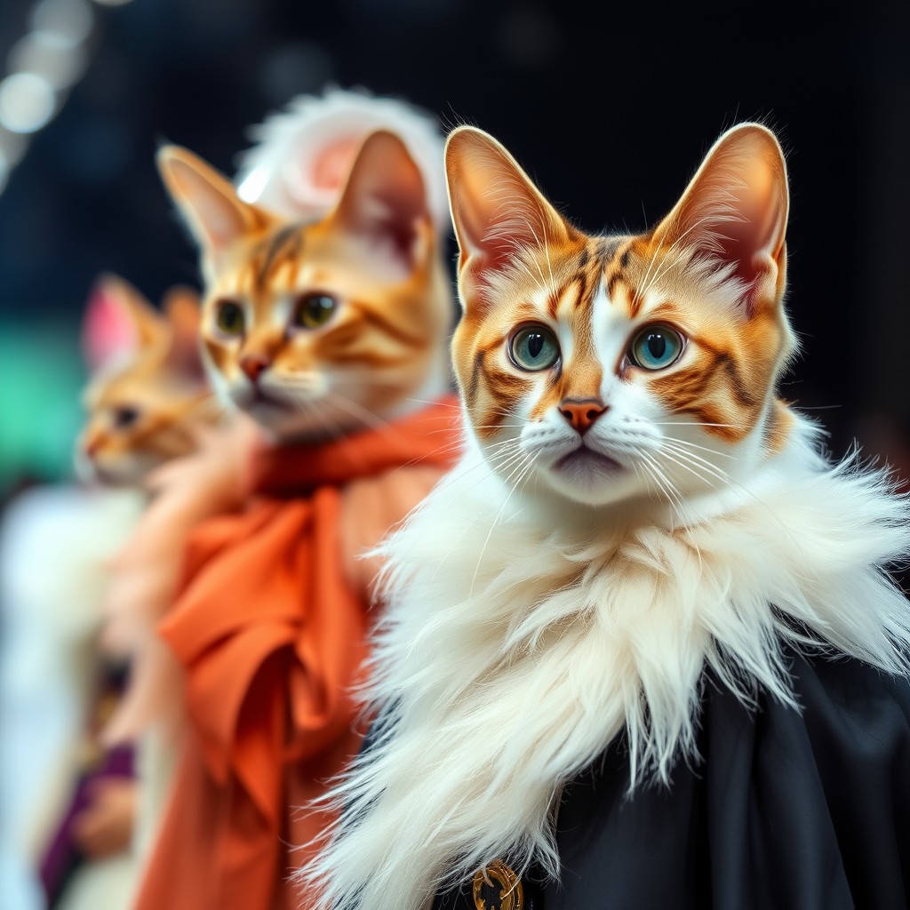 "Fashion model cats fashion show, close-up" - Image