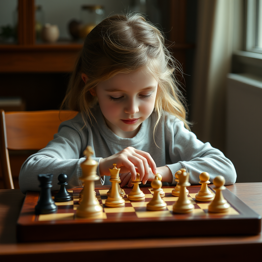 white girl playing chess