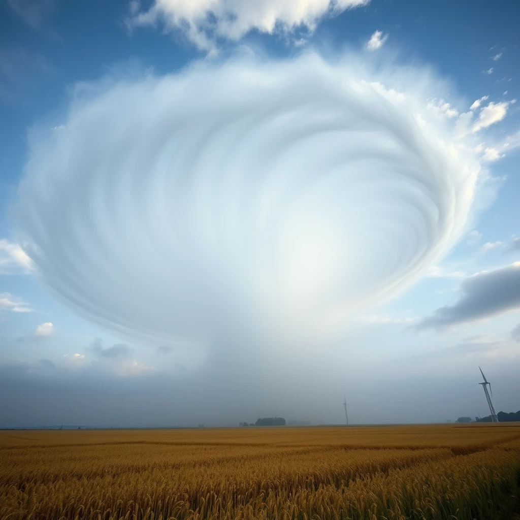 Very huge vortex in the wheat meadow.