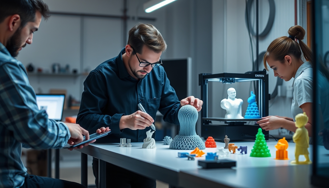 3D printing workshop creating innovative products, symbolizing new manufacturing. - Image